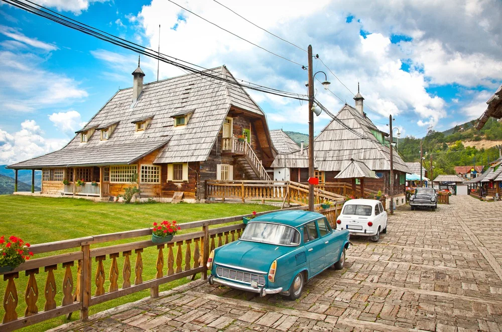 Drvengrad, the traditional wooden village at Mokra Gora in western Serbia