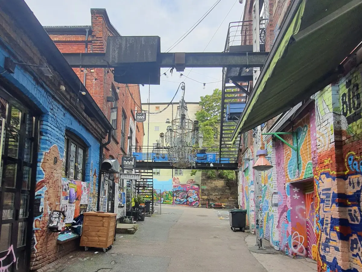 Grünerløkka Όσλο – πολύχρωμο στενό με street art και παλιά κτίρια