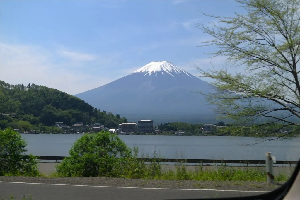 Mount Fuji from the window at Lake Kawaguchiko