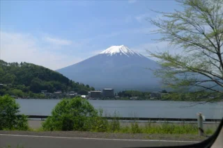 Mount Fuji from the window at Lake Kawaguchiko