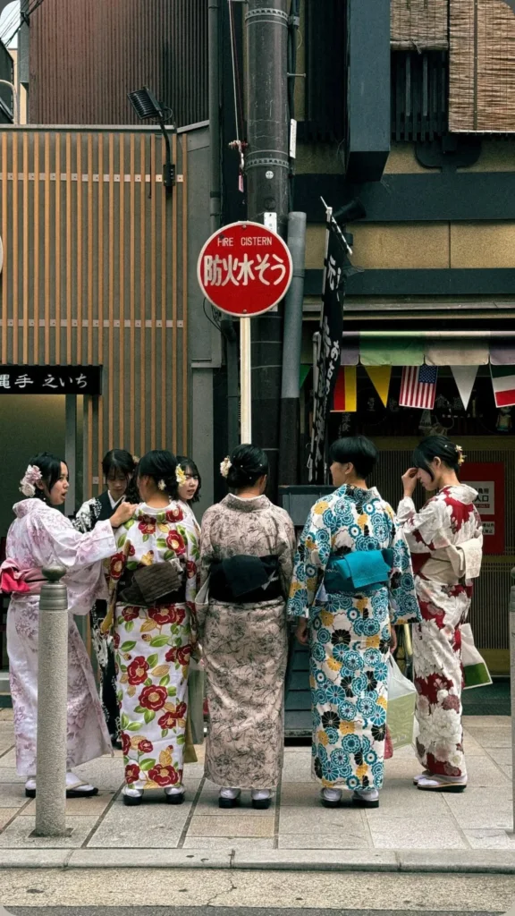 The group in kimonos in Kyoto