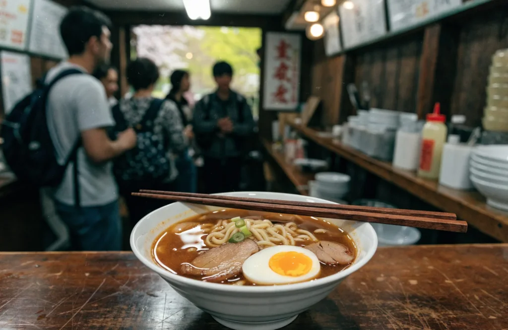 Ramen at the counter of a small shop in Japan