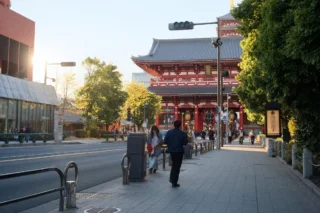 Walking towards Senso-ji's Hozomon gate in Tokyo