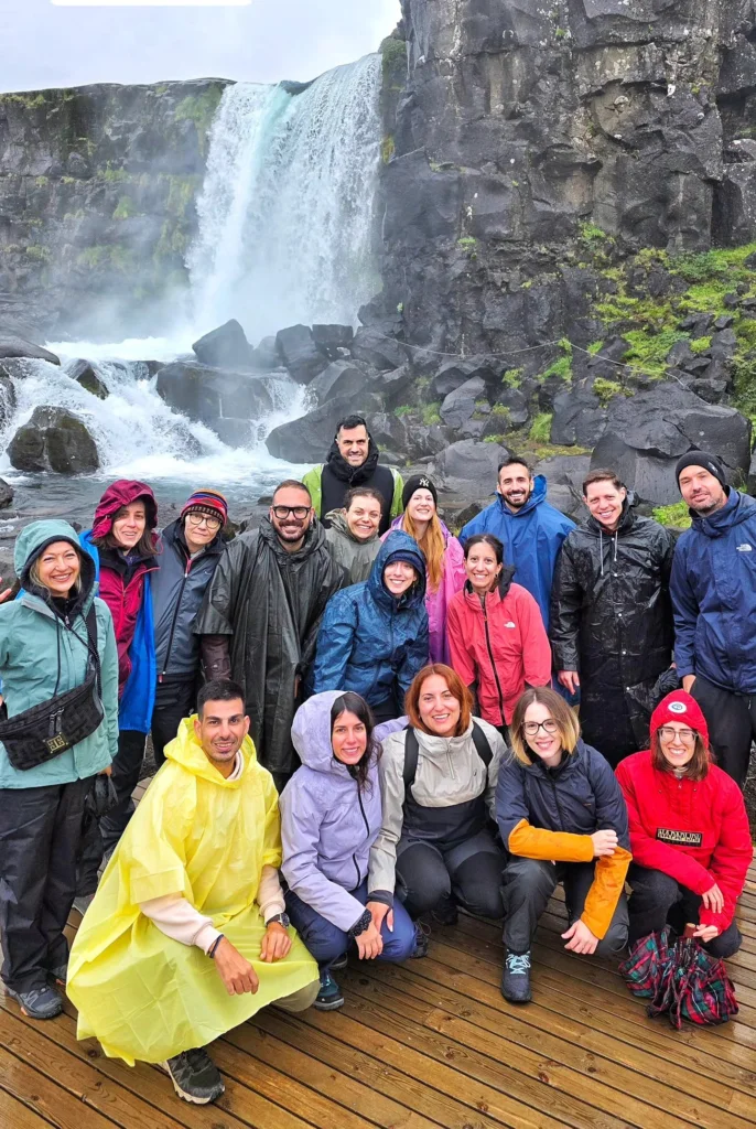 In rain ponchos at Thingvellir, Iceland