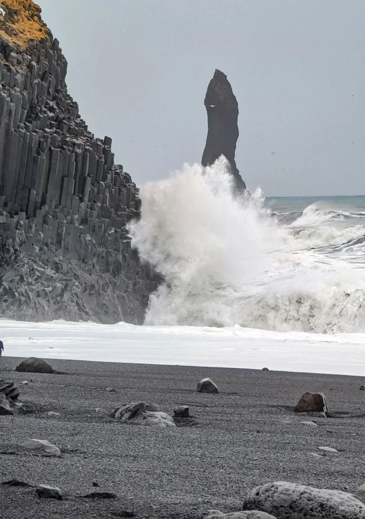 Waves crashing on the rocks at Reynisfjara